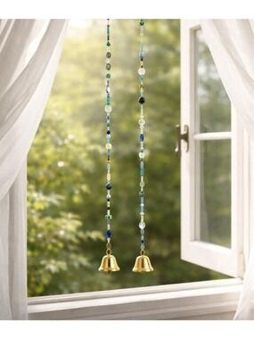 REIMAGINED Set of 2 Beaded Window Charms Wind Chimes 35” Hanging Suncatchers